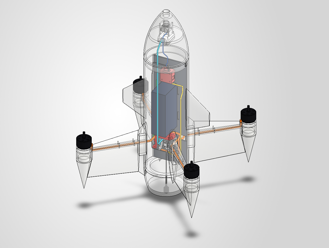 Peregrine transparent CAD view showing internal cable routing