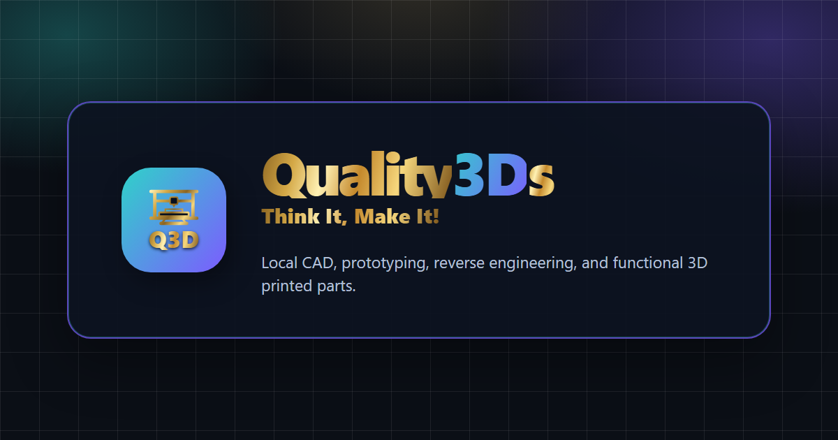 Current Quality3Ds logo and Think It, Make It tagline